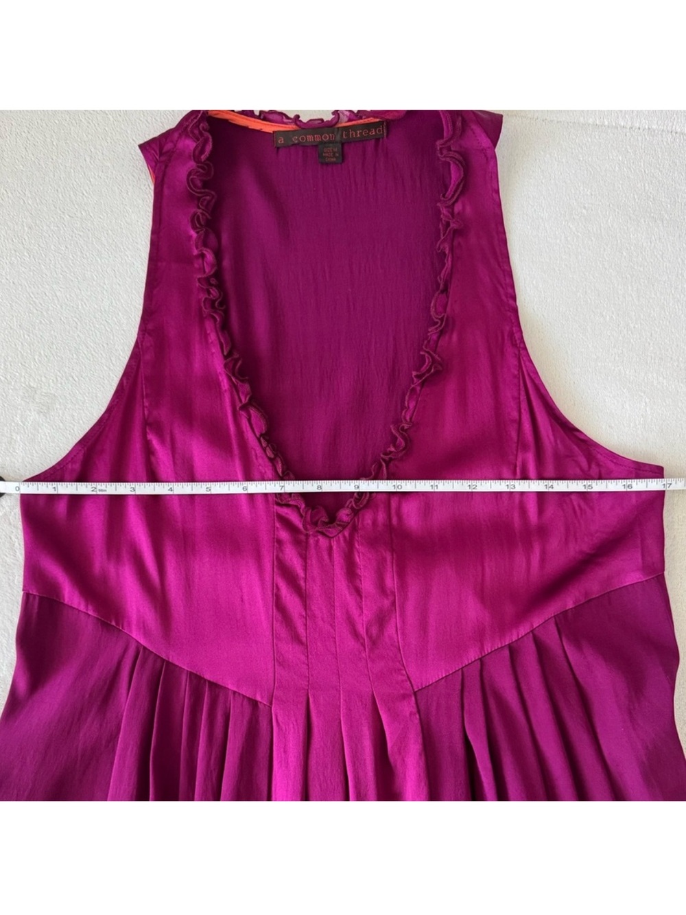 A Common Thread Silk Blend Pleated Dress Magenta Purple Size M - Picture 6 of 14